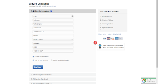 Test version secure checkout page