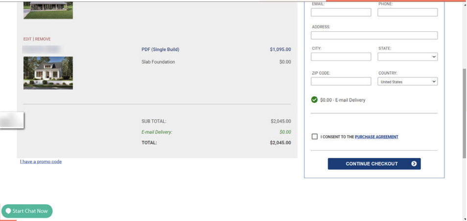 Cart page with fine print removed