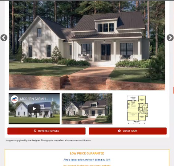 Product detail page with floorplan elevation in thumbnail row