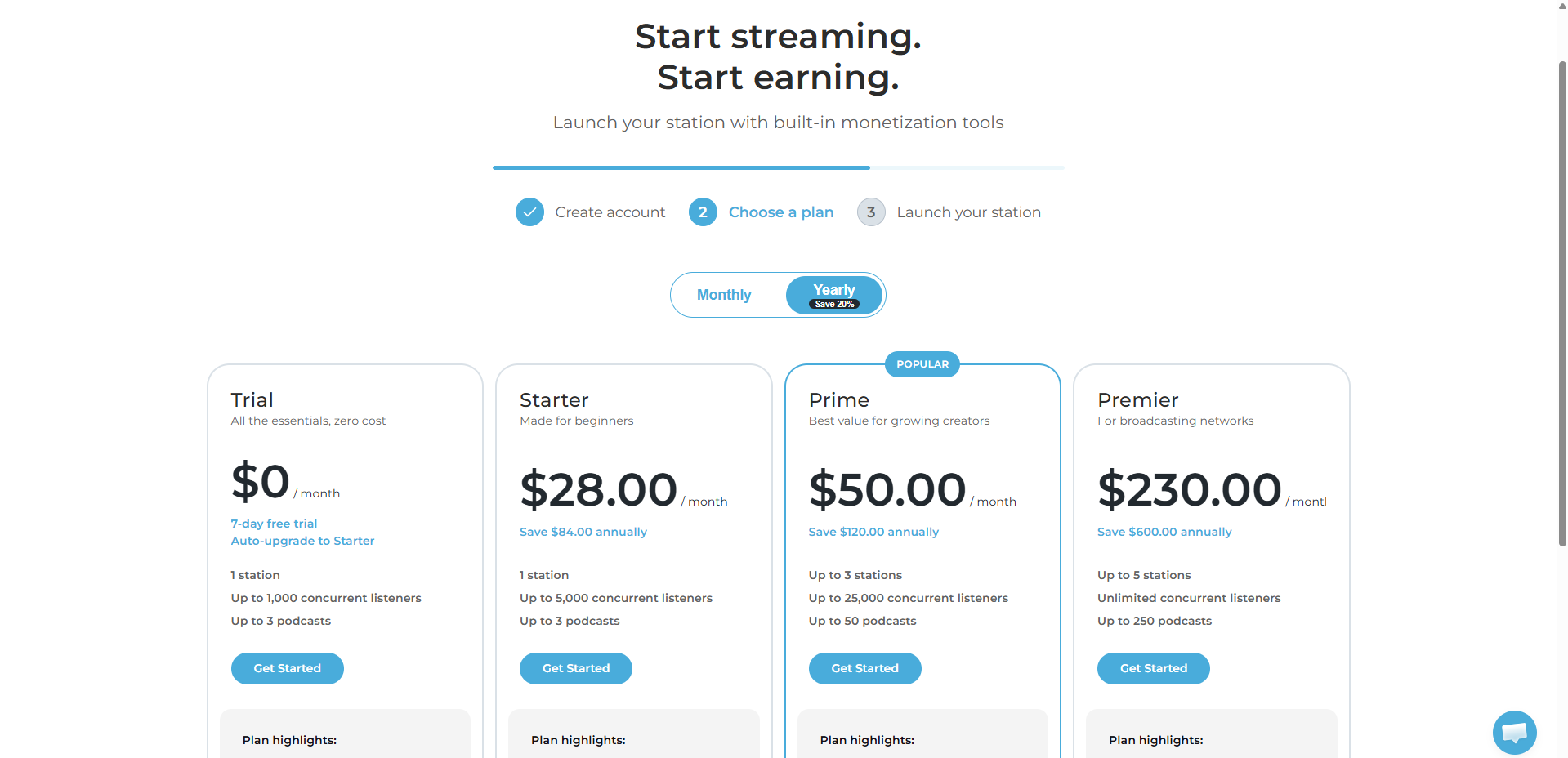 Plans page without consultation CTA