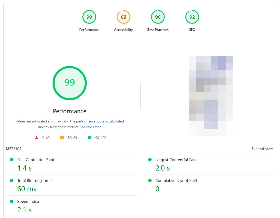 PageSpeed Insights mobile report from one of our audit slides: a performance score at 80 or above, with every metric in green