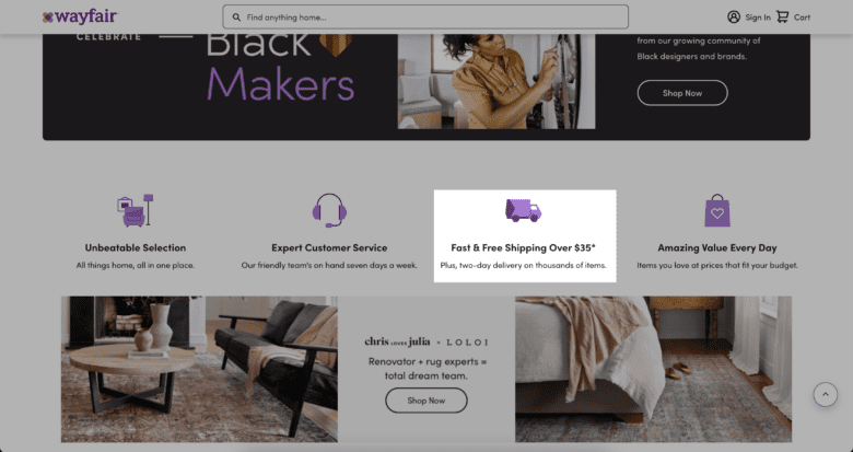 Wayfair - Free Shipping Policies