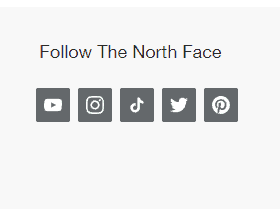 Follow the North Face. YouTube, Instagram, TikTok, Twitter, Pinterest.